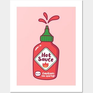 Hot Sauce With Skull Caution Label Posters and Art